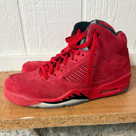 Red Jordan 5 suede retro size 10.5 - Picture 1 of 8